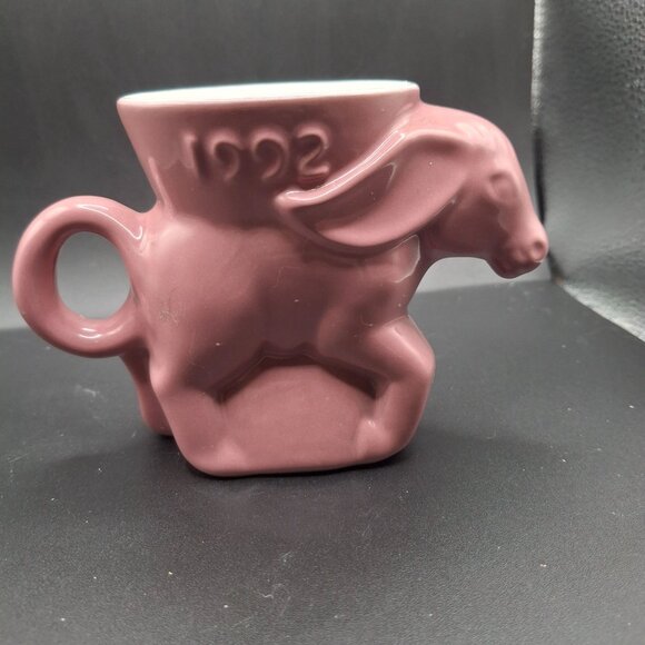 Frankoma Pottery 1992 Demi Donkey Mug Pink Ceramic Collectible Animal-Shaped - Picture 3 of 6